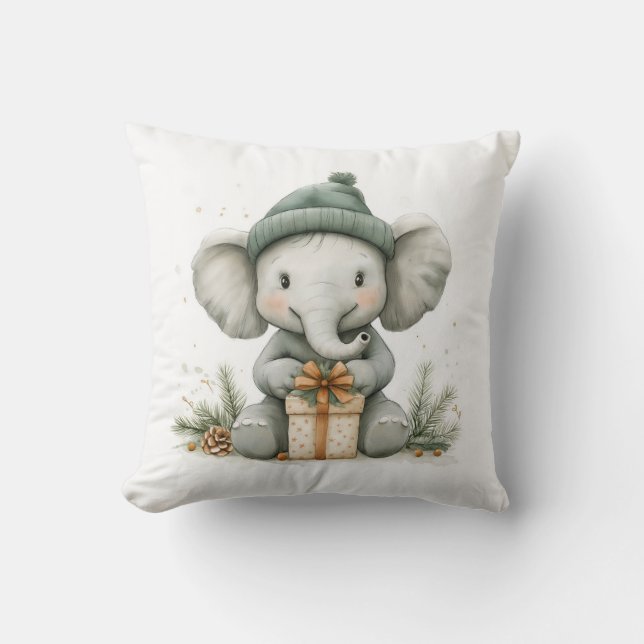 Adorable Animal Christmas Series Baby Elephant Cushion (Front)