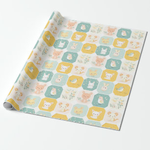 Adorable Animal Collage Designs  Wrapping Paper