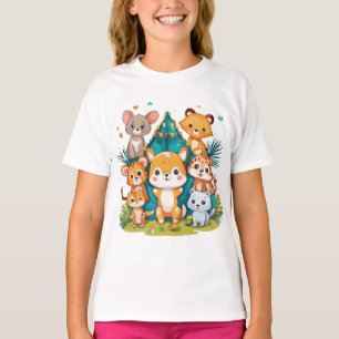 "Adorable Animal Crew" Playful Kids T-Shirt Design