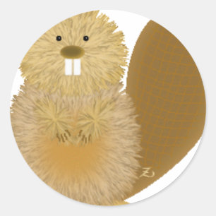 Adorable Animal Drawings: Beaver Classic Round Sticker