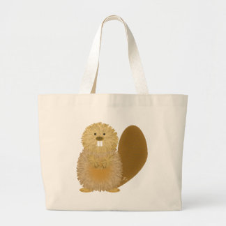 Adorable Animal Drawings: Beaver Large Tote Bag