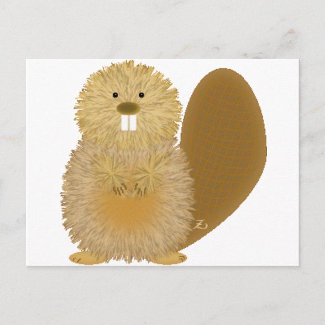 Adorable Animal Drawings: Beaver Postcard (Front)