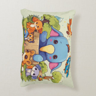 "Adorable Animal Friends Pillow:  Decorative Cushion