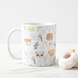 Adorable Animal Head And Floral Pattern Coffee Mug
