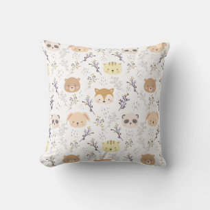 Adorable Animal Head And Floral Pattern Cushion