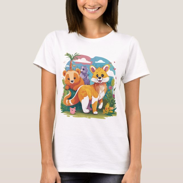 Adorable Animal Parade – Kids’ Playful T-Shirt Des (Front)