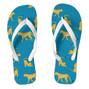 Adorable animal print Cheetah tiger cute chic blue Flip Flops