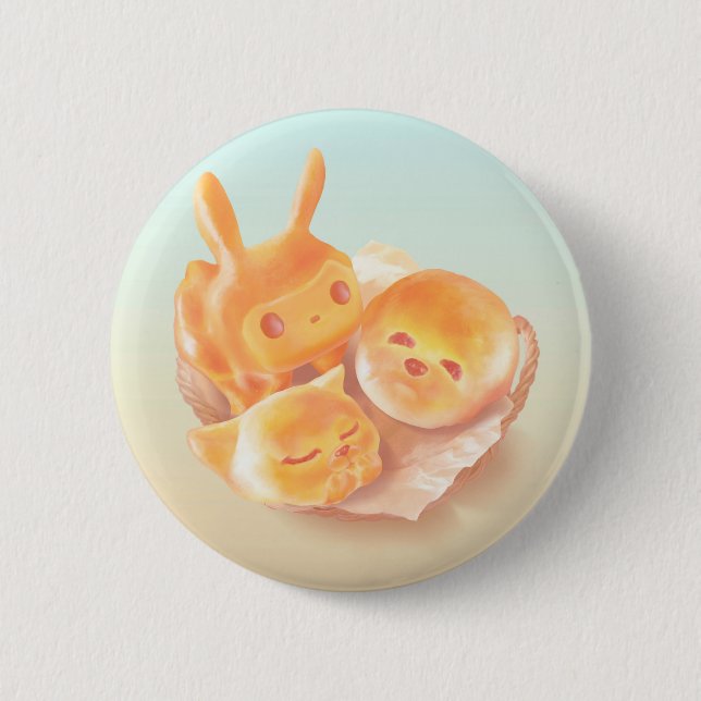 Adorable Animal Shaped Bread 6 Cm Round Badge (Front)