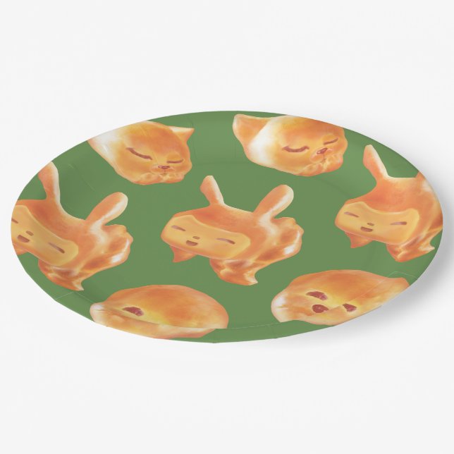 Adorable Animal Shaped Bread Pattern Paper Plate (Angled)