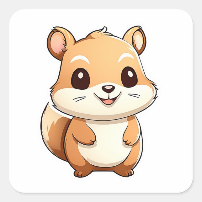 Adorable animal squirrel square sticker (Front)