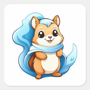 Adorable animal squirrel square sticker