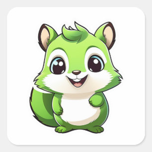 Adorable animal squirrel square sticker