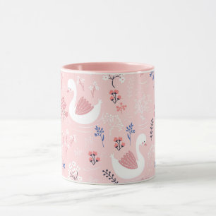 Adorable Animal Swan Lake Botanical Kids Mug