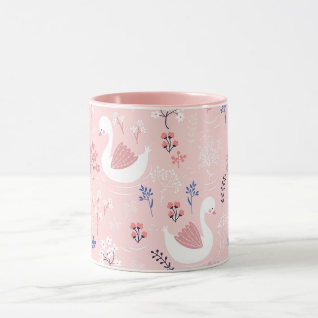 Adorable Animal Swan Lake Botanical Kids Mug (Center)