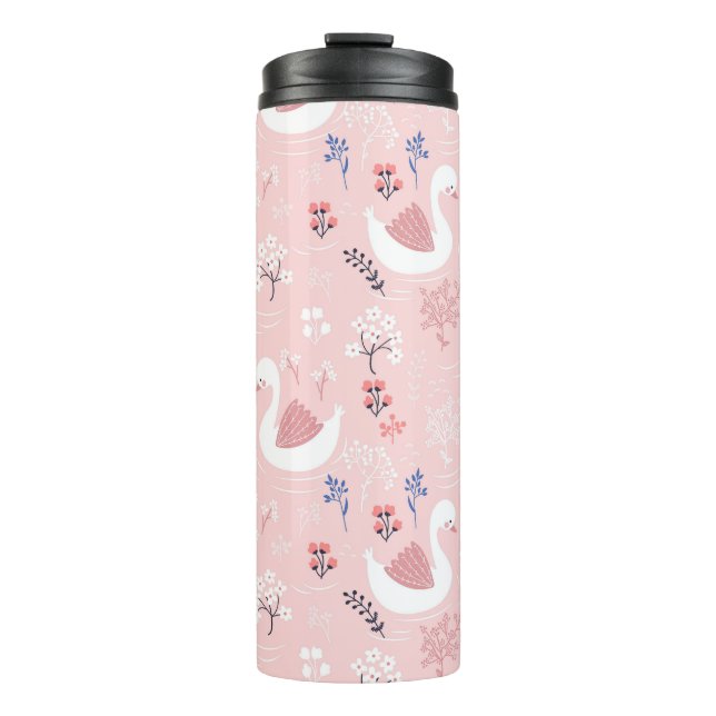Adorable Animal Swan Lake Botanical Kids Thermal Tumbler (Front)