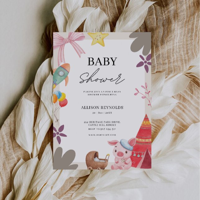 Adorable Animals Baby Shower Invitation (Adorable Animals Baby Shower Invitation)