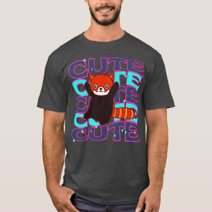 Adorable animals Cute Red Panda Grey and Azure Col T-Shirt