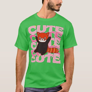 Adorable animals Cute Red Panda Light Pink Color T-Shirt
