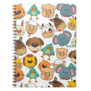 Adorable animals cute safari catoon kids  notebook