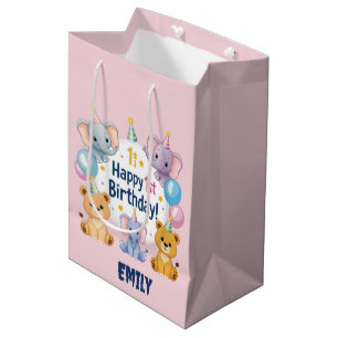 Adorable Animals Happy 1st Birthday  Gift Bag