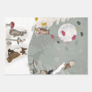 ADORABLE ANIMALS IN SNOW GIFT WRAPPING SHEETS