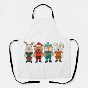Adorable animals ready for winter apron