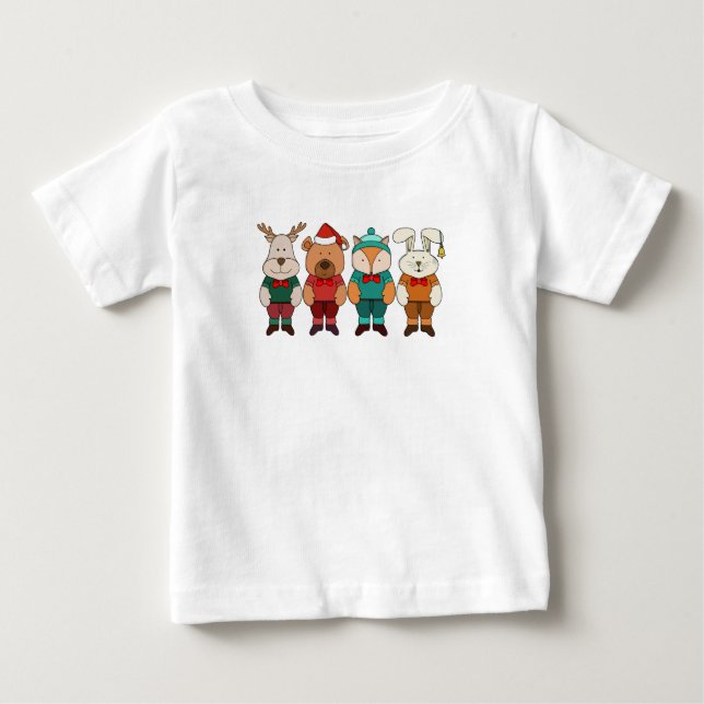 Adorable animals ready for winter baby T-Shirt (Front)