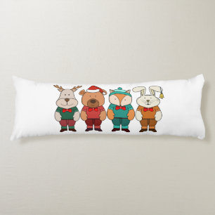 Adorable animals ready for winter body cushion