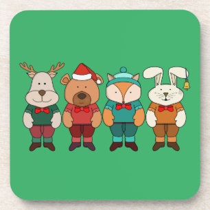 Adorable animals ready for winter coaster