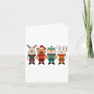 Adorable animals ready for winter invitation