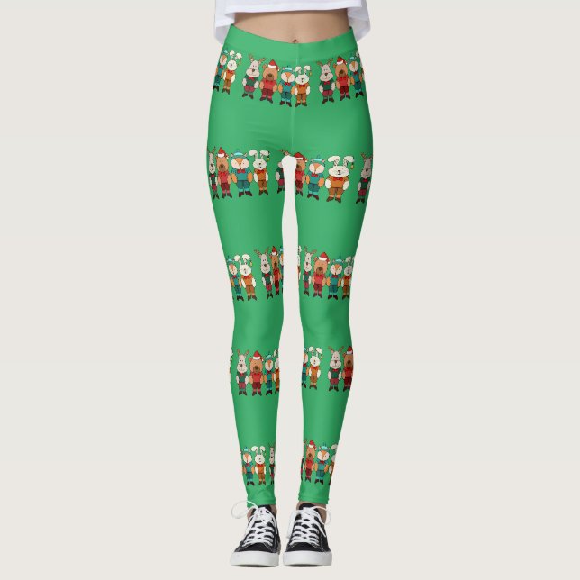 Adorable animals ready for winter leggings (Front)