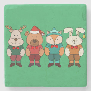 Adorable animals ready for winter stone coaster