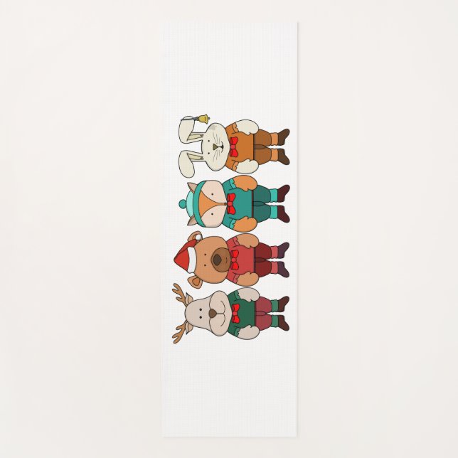 Adorable animals ready for winter yoga mat (Front)