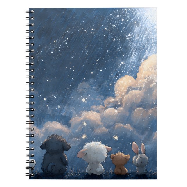 Adorable Animals Watching Shooting Stars Art Notebook (Front)