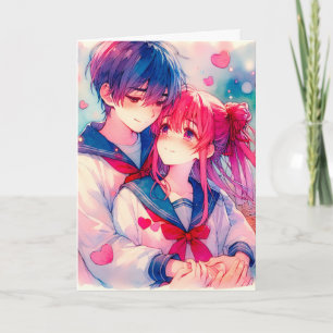 Adorable Anime Themed Personalised Valentine's Day Card