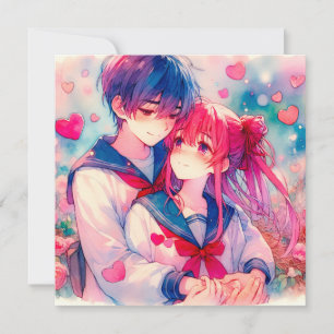 Adorable Anime Themed Personalised Valentine's Day Card