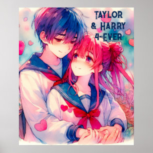 Adorable Anime Themed Valentine's Day Personalised Poster
