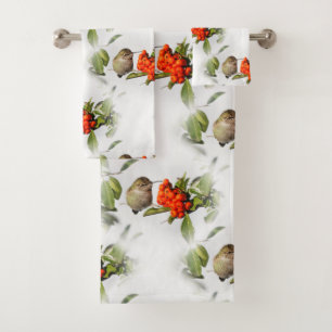 Adorable Anna's Hummingbird on the Berry Bush Bath Towel Set