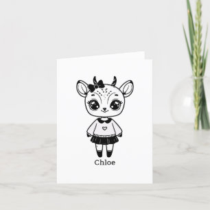 Adorable Antelope Girl - Cute Doodle Design Thank You Card