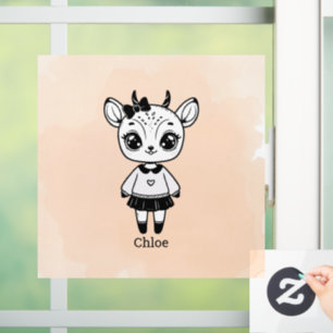 Adorable Antelope Girl - Cute Doodle Design Window Cling
