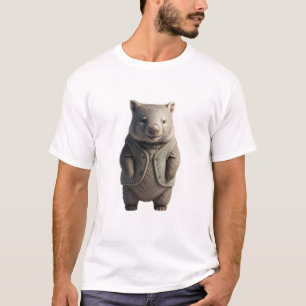 Adorable Anthropomorphic Wombat Illustration T-Shirt