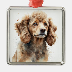 ADORABLE APRICOT FRENCH POODLE PUPPY DOG METAL TREE DECORATION
