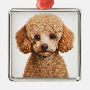 ADORABLE APRICOT FRENCH POODLE PUPPY DOG METAL TREE DECORATION
