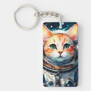 Adorable Astronaut Cat Key Ring