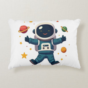 Adorable Astronaut in Space Decorative Cushion