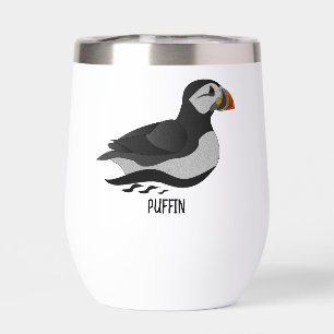 Adorable Atlantic Puffin Swimming Cartoon