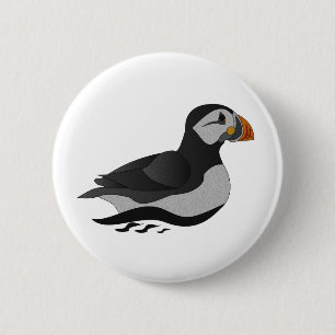 Adorable Atlantic Puffin Swimming Cartoon 6 Cm Round Badge