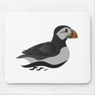 Adorable Atlantic Puffin Swimming Cartoon Mouse Mat