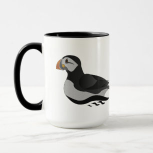 Adorable Atlantic Puffin Swimming Cartoon Mug
