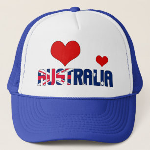 Adorable Australia Flag Hearts Patriotic Trucker Hat